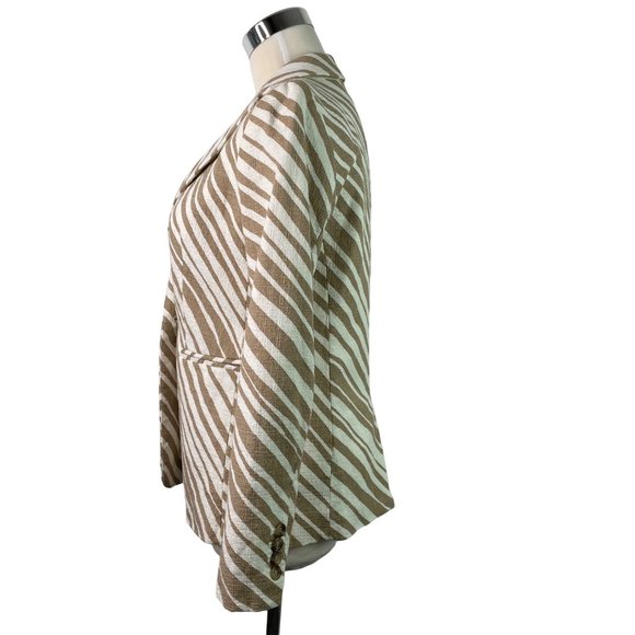 Ann Taylor Zebra Animal Tan Blazer Suit Jacket Size 0P One Button - Picture 5 of 9